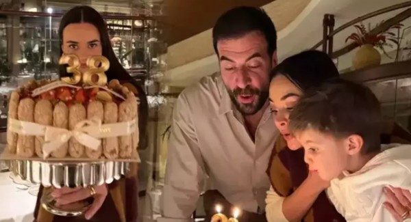 Ünlü çiftten mutlu aile pozu...